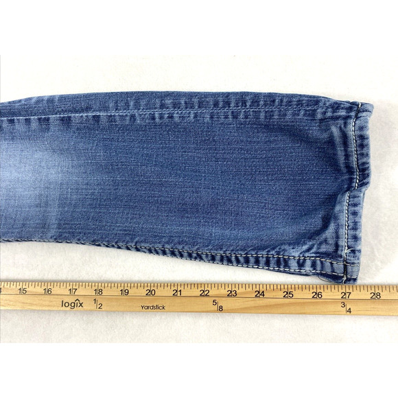 BKE Aiden Jeans Mens 24R Light‎ Wash Denim Distress Destroyed Boot Altered Hem - Picture 8 of 12